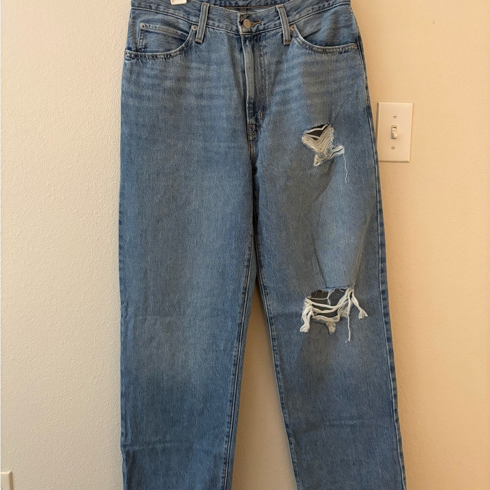 Levi's Blue Distressed Flare Jeans